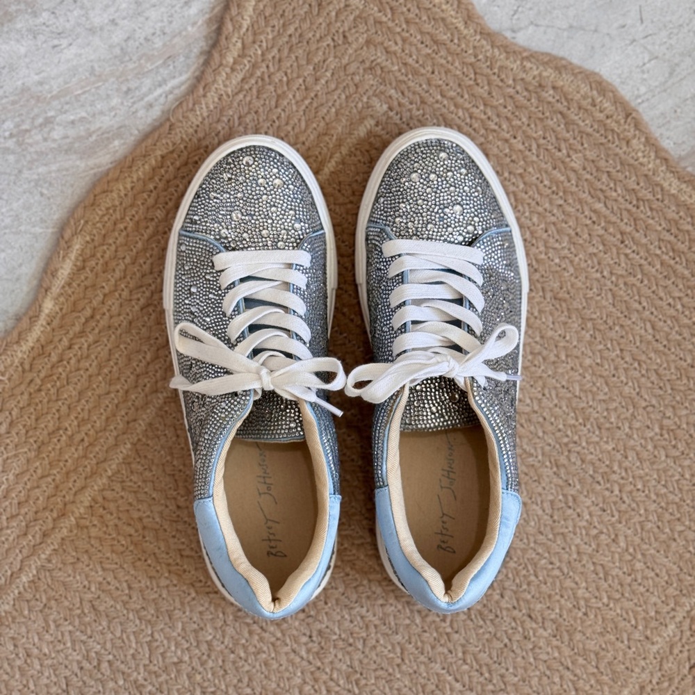 Betsey Johnson Blue Rhinestone Sneaker Size 8